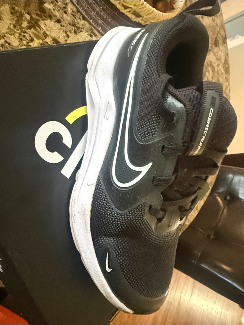 Nike Kids Black and White Cosmic Runner Athletic Sneakers